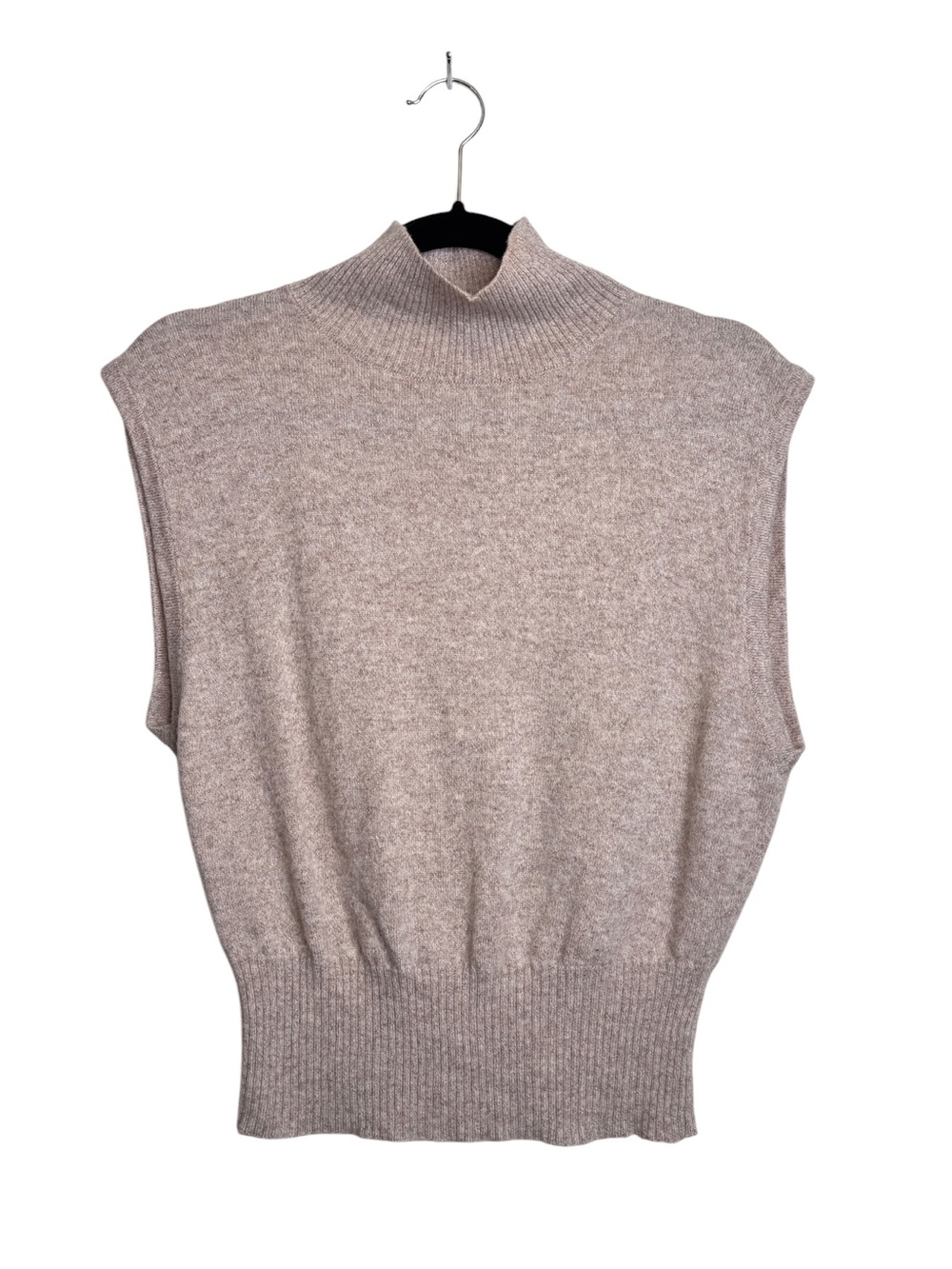 Reformation Arco Cashmere Blend Sleeveless Turtleneck Sweater Barley Medium Tan - Picture 3 of 11